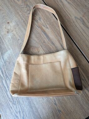 Brown Genuine Leather Shoulder Bag Purse Zip Closure